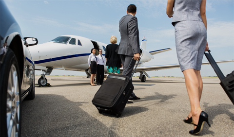 Passenger boarding the airplane